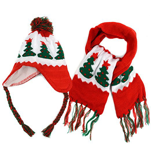 Toddler Girls Boys Christmas Striped Red and White Scarf 