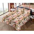 thumbnail image 4 of Ambesonne Floral Fitted & Flat Sheet with Shams 4 Pcs Set, Flowers Brush Strokes Grunge, Queen, Coral Pale Camel and Blush, 4 of 5