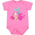 thumbnail image 3 of Inktastic Cute Mermaid, Pink Hair, Green Tail Girls Baby Bodysuit, 3 of 5