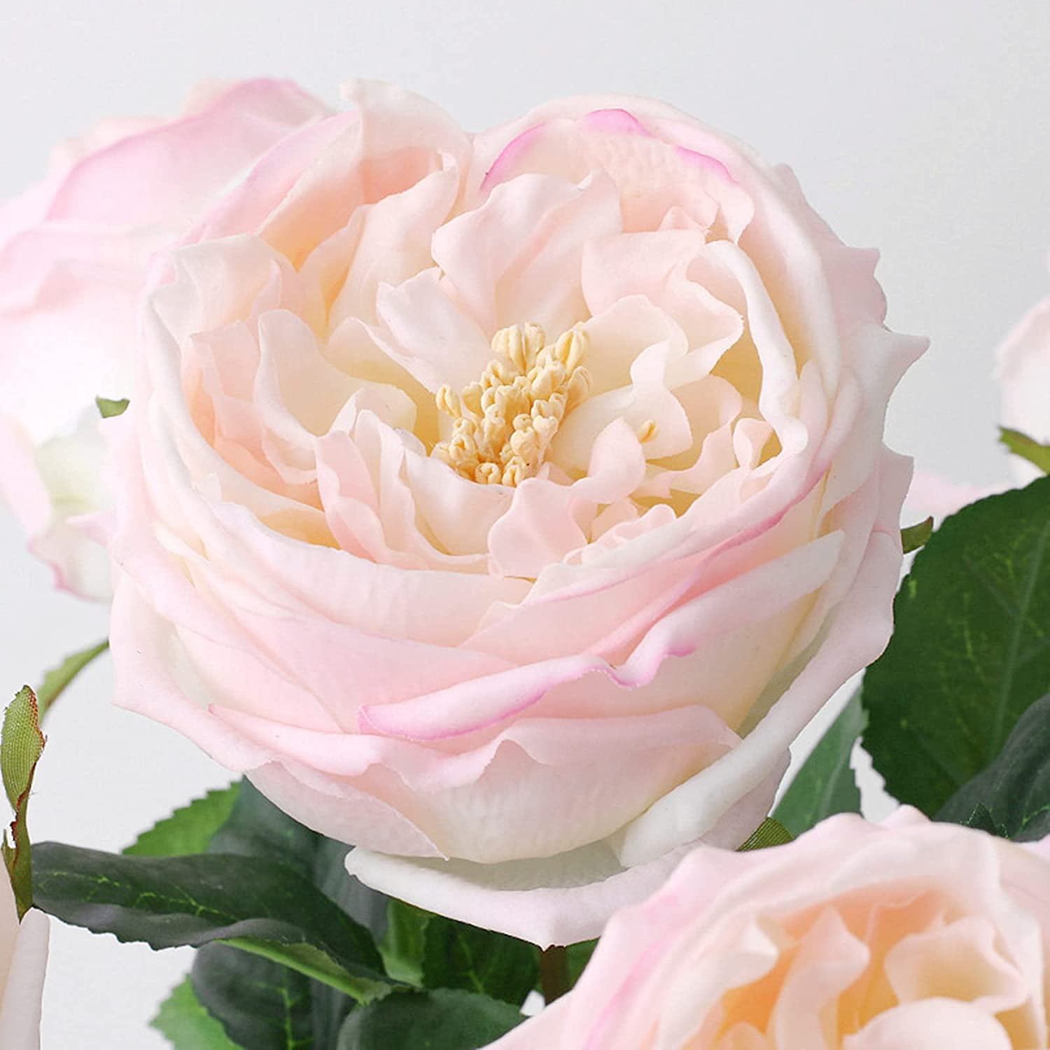 UKELER Fake Flowers Light Pink Realistic Roses Bouquet Spring Fall Winter Artificial Flowers for Home Decor Flower Arrangement Wedding Party Decoration