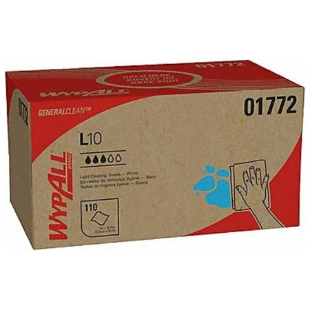 WYPALL 01772 Hydroknit Disposable Towels 9" x 10-1/4", White, 110PK