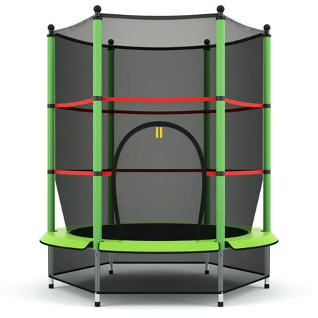 Gymax Kids Youth Jumping Round Trampoline Exercise W/ Safety
