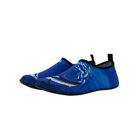 

Lacyhop Womens Mens Aqua Socks Quick Dry Water Shoes Barefoot Beach Shoe Summer Slip Resistant Sock Sneakers Comfort Rubber Soft Sole Dark Blue Fish 10.5-11