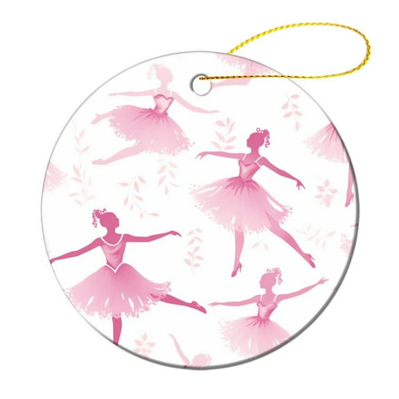Christmas Ceramic Ornament Ballet Girl Christmas Ornament Keepsake Pink Girl Ballet Silhouette Christmas Tree Decorations Funny Gifts for Women/Men