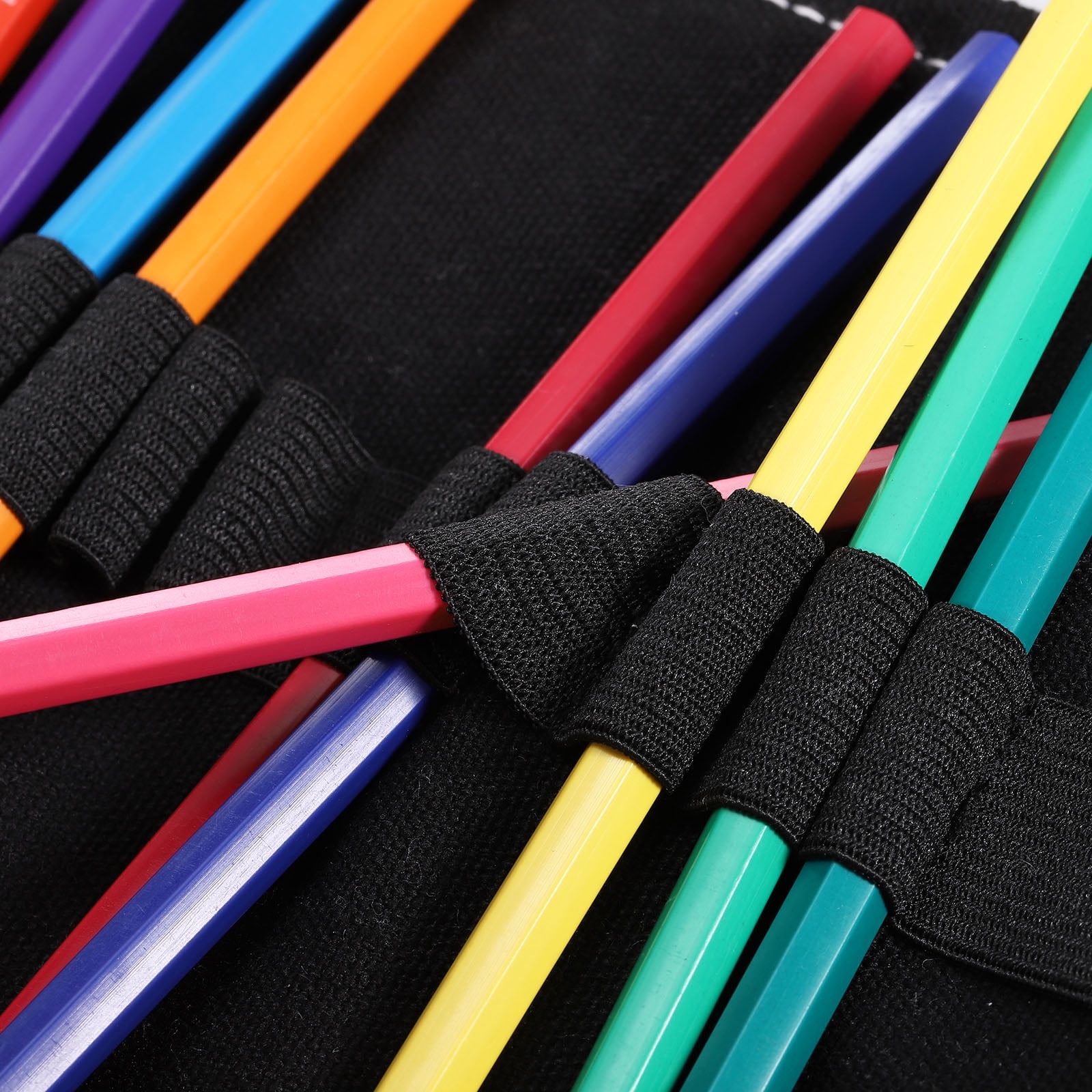 Unique Bargains Roll Up Pencil Case, Canvas Pencil Wrap Pouch Organizer 18.11"x7.87" Black
