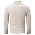 thumbnail image 3 of ibuvkizy Mens Turtleneck Sweaters!Men's Knitwear Turtleneck Vintage Round Neck Solid Color Elastic Pullover Fleecing Trend Sweater Coat Beige,L, 3 of 4
