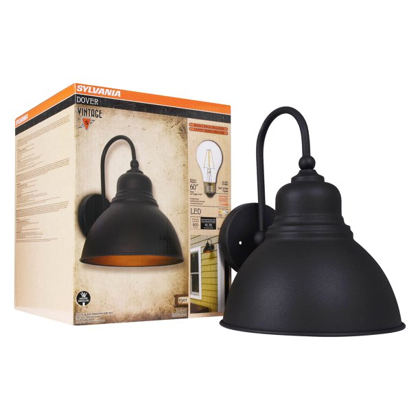 Sylvania Black Outdoor Sconce Light Fixture Kit with LED light bulb