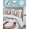 thumbnail image 3 of Twin Quilt Bedding Set, Pink Roses Reversible Summer Quilt 3 Pieces, Spring Horseshoes Floral Leaves Gray Wood Lightweight Bedspreads Coverlets with 2 Pillow Shams for All Seasons, 3 of 5