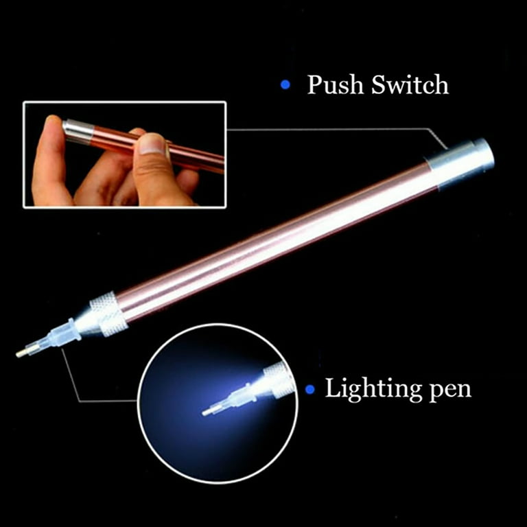 Diamond Painting Pen Glowing Light with Clip on Magnifier 5D Painting with Diamonds Accessories (Blue)