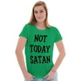 thumbnail image 3 of Not Today Satan Funny Christian Womens Fitted Plus Size Graphic Tee Brisco Brands 2X, 3 of 5
