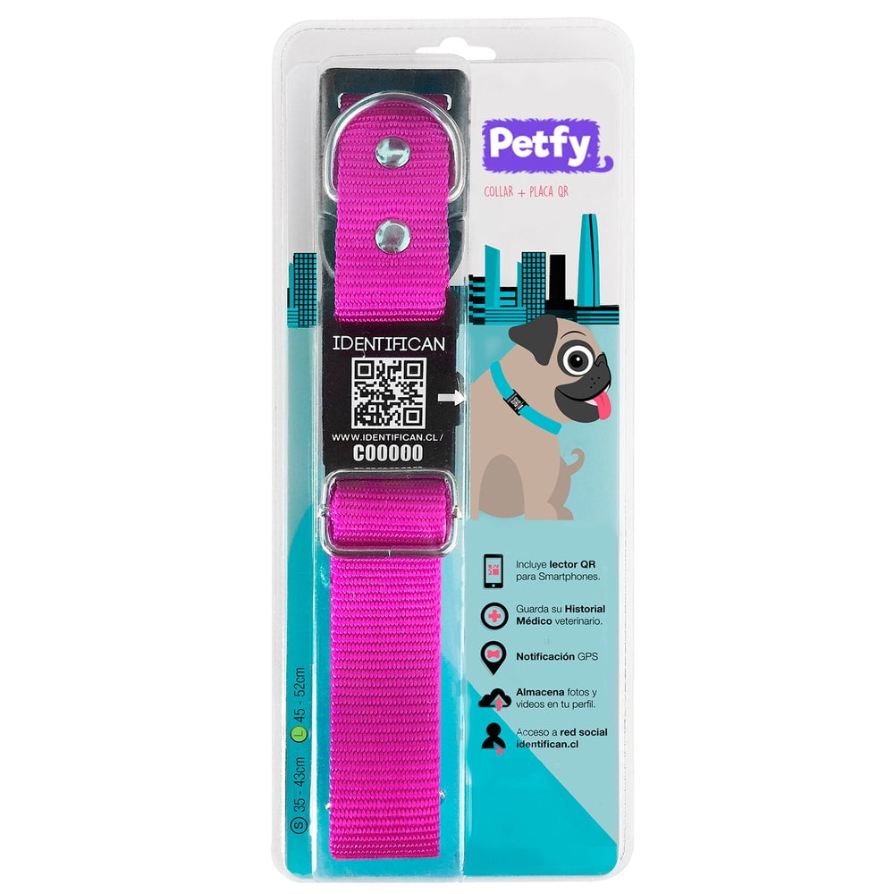 Collar Grande Petfy Id Fucsia