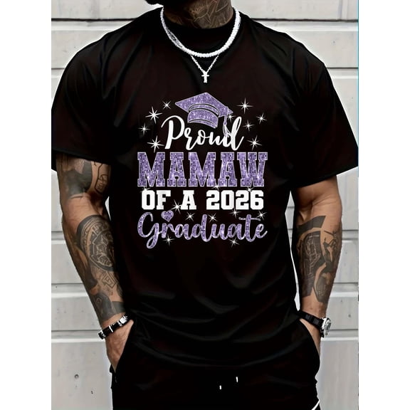 100% Cotton Super Proud Mamaw of 2026 Graduate Senior Graduation Family T-Shirt Graphic T-shirts for men and women