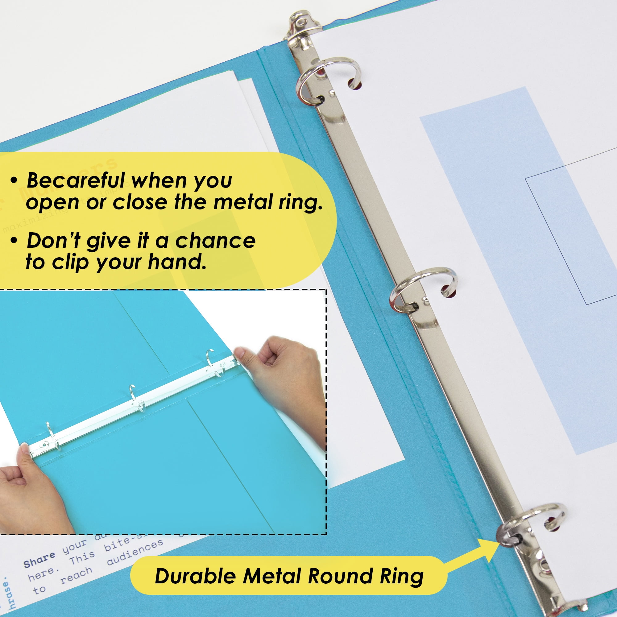 BAZIC 3 Ring Binder 1/2" Economy View Binders Cyan, Hold 100 Sheets, 4-Count