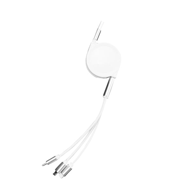 Cable de carga Cable de carga para teléfono móvil 3 en 1 Cable de teléfono retráctil con 3 conectores, Blanco Jumpingount EL002214-04