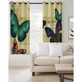 thumbnail image 2 of Teal Retro Butterfly Kitchen Curtains Vintage Summer Butterflies Cafe Short Curtains for Bathroom Blackout Window Curtain Grommet Small Window Treatment Tier Drapes for Bedroom Living Room 52"x45"x2, 2 of 9