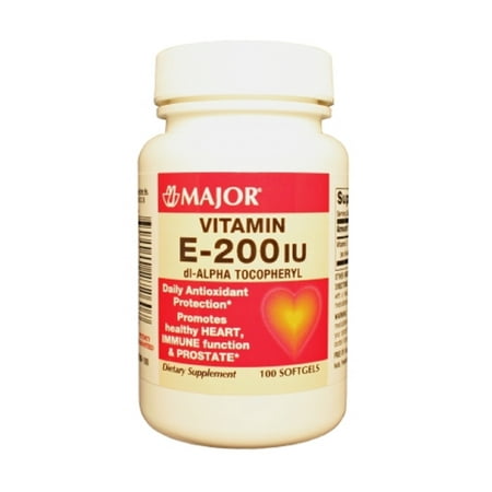 Major E 200 Iu-Alpha Tocophérol Dl vitamine E-200 Unité Clr Lt Caps Jaune 100 309040272607 Upc