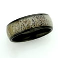 thumbnail image 2 of Men's Women's Tungsten Wedding Band Engagement Ring 8mm Domed Black IP Plated Real Deer Antler Inlay, 2 of 4