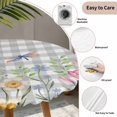 thumbnail image 6 of Wildflowers Fitted Tablecloth with Elastic Edged, Round Table Cloth for Dining Table, Spring Watercolor Tulip Floral Leaf Grey Plaid Waterproof Oil Proof Table Cover for Indoor Outdoor 36"-44", 6 of 8