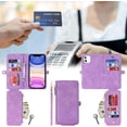 thumbnail image 3 of Compatible with iPhone 11 Wallet Case,Detachable 2 in 1 Magnetic [9 Card Slots] Removable Wrist Strap Zipper Wallet Shockproof Kickstand Multi-Function PU Leather Case,6.1 Inch Light Purple, 3 of 16