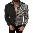thumbnail image 1 of Camisa informal de manga larga con botones y estampado de leopardo retro para hombre, nueva moda 2024, talla S-6XL, estampado de leopardo en blanco y negro, 1 of 6