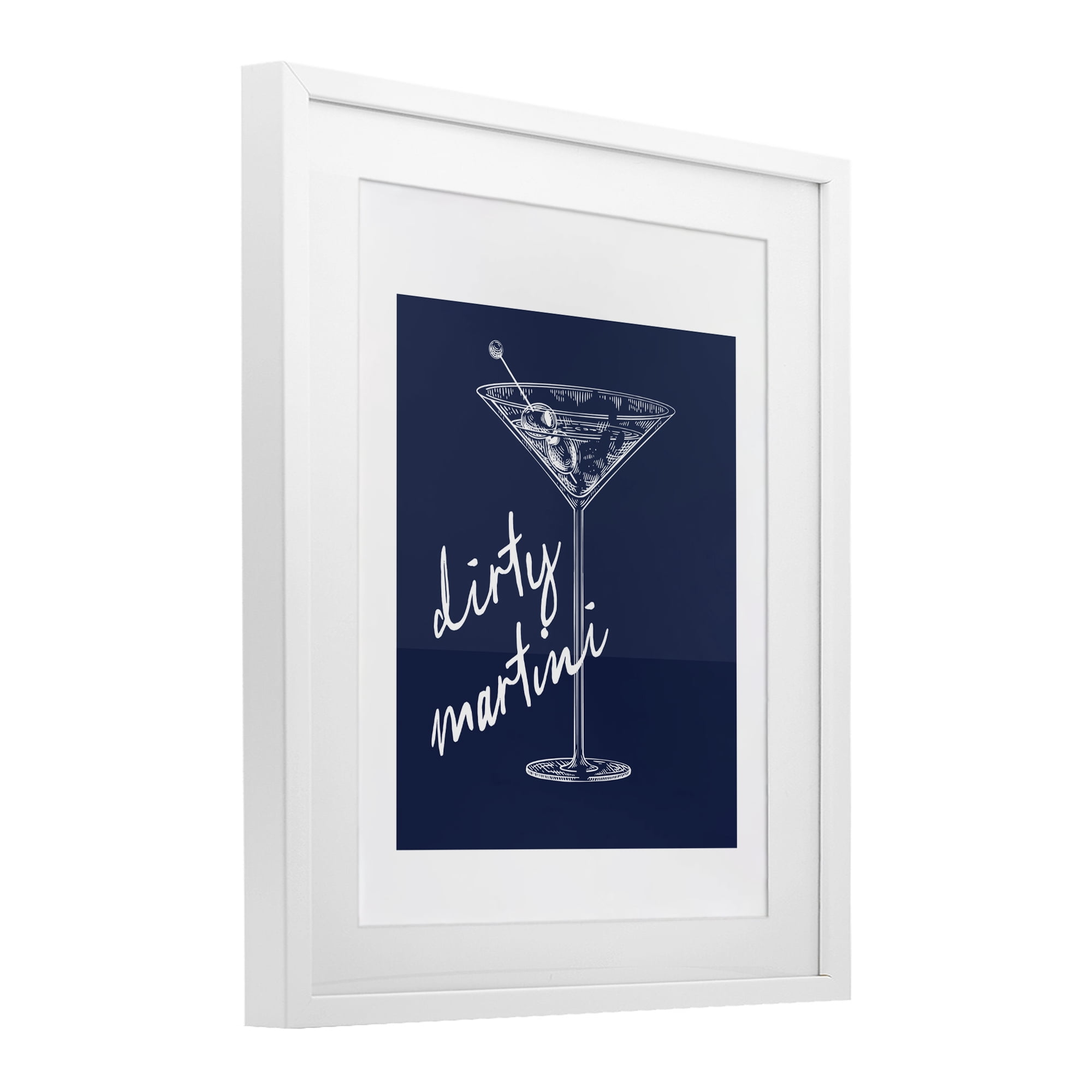 Stupell Industries Dirty Martini on Blue White Framed Print Under Glass, design by Lettered and Lined