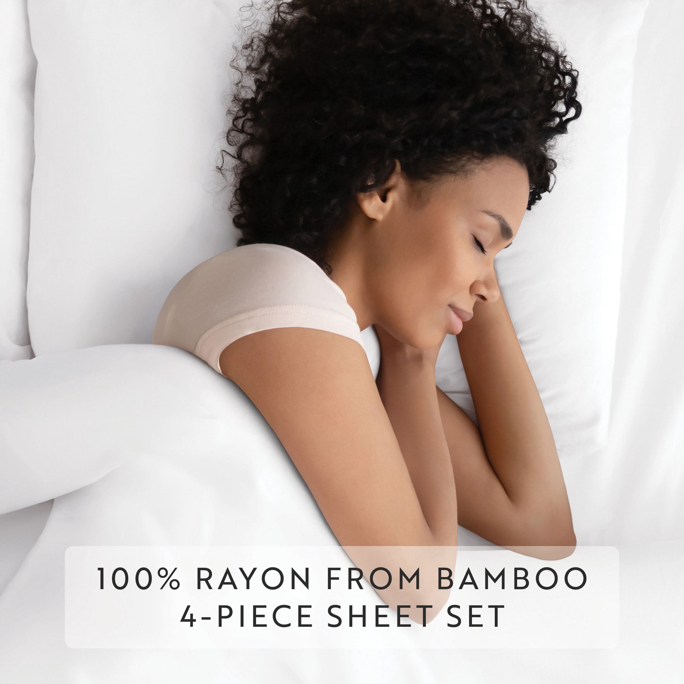 Noble Linens Rayon from Bamboo 4 Piece Luxury Bed Sheet Set, White, Queen