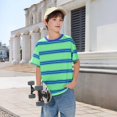 thumbnail image 2 of EnJoCho Boys Striped T Shirt Summer Cute Crew Neck Short Sleeve Tops Tween Cotton Casual Basic Soft Oversized Trendy Light Tees Boys Oversized Cotton T Shirt, 2 of 7
