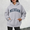 thumbnail image 2 of Bibifish Hoodies For Women Michigan City Letter Print Fall Trendy Preppy Hoodies Long Sleeve Female Pullover Tops With Pocket, 2 of 4
