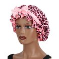 thumbnail image 2 of 4Pcs Hair Bonnet Printed Leopard Double Layer Satin Splicing Hair Bonnet For Sleeping For Curly And Straight Hair 4PCS M, 2 of 5
