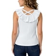 thumbnail image 5 of Ribbed Tank Tops Kids Girls Ruffle Neck Sleeveless Summer Shirts Relaxed Vacation Casual Loungewear 2 Years, White, 5 of 7