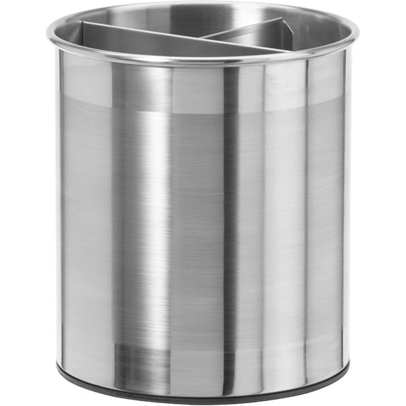 Jumbo Stainless Steel Rotating Utensil Holder with Removable Divider - Stylish kitchen cooking utensil organizer. Height 7.5".