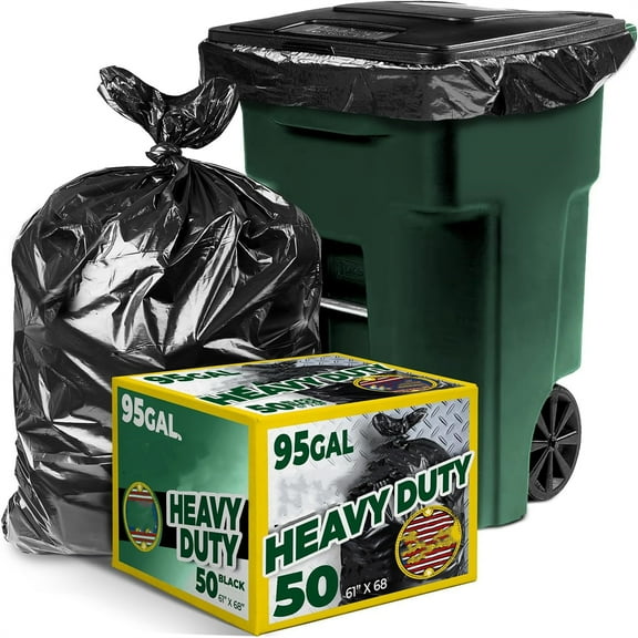 Black Garbage Bags (50 COUNT) Extra Large 90, 95, 96, 100 Gallon Can Liners
