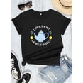 thumbnail image 2 of DreamFish Women's Summer Trendy Crew Neck Short Sleeve T-shirt Fun 'Good Day to Read' Graphic Print Tee, 2 of 5