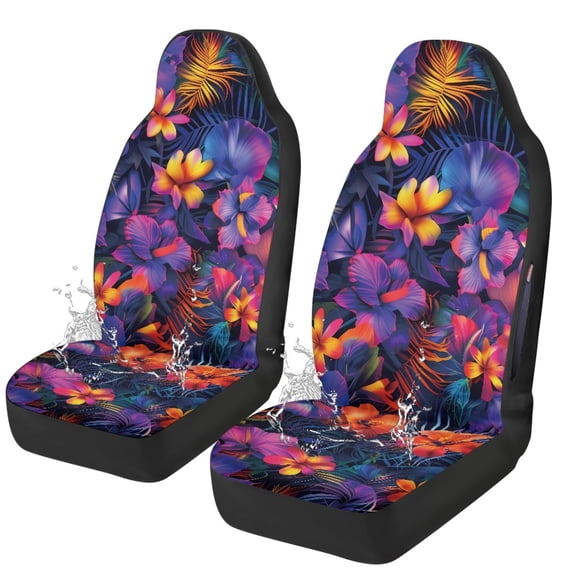 POLERO Tropical Floral Print Car Seat Cover for Auto, Interior Decor Car Seat Covers Front Seats Only Waterproof Polyester Car Seat Covers Set