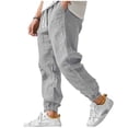 thumbnail image 2 of QSXADF Men's Casual Jogger Pants Loose Drawstring Pants Drawstring Elastic Waist Tapered Joggers Linen Blending Breathable Lightweightful Pants Trousers Mens Casual Trousers, 2 of 6