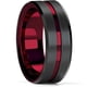 thumbnail image 1 of Anillo de carburo de tungsteno con borde biselado y ranura azul de 8MM para hombre, anillo de fibra de carbono azul con dragón celta negro, anillo de boda para hombre Tan Jianjun unisex, 1 of 2