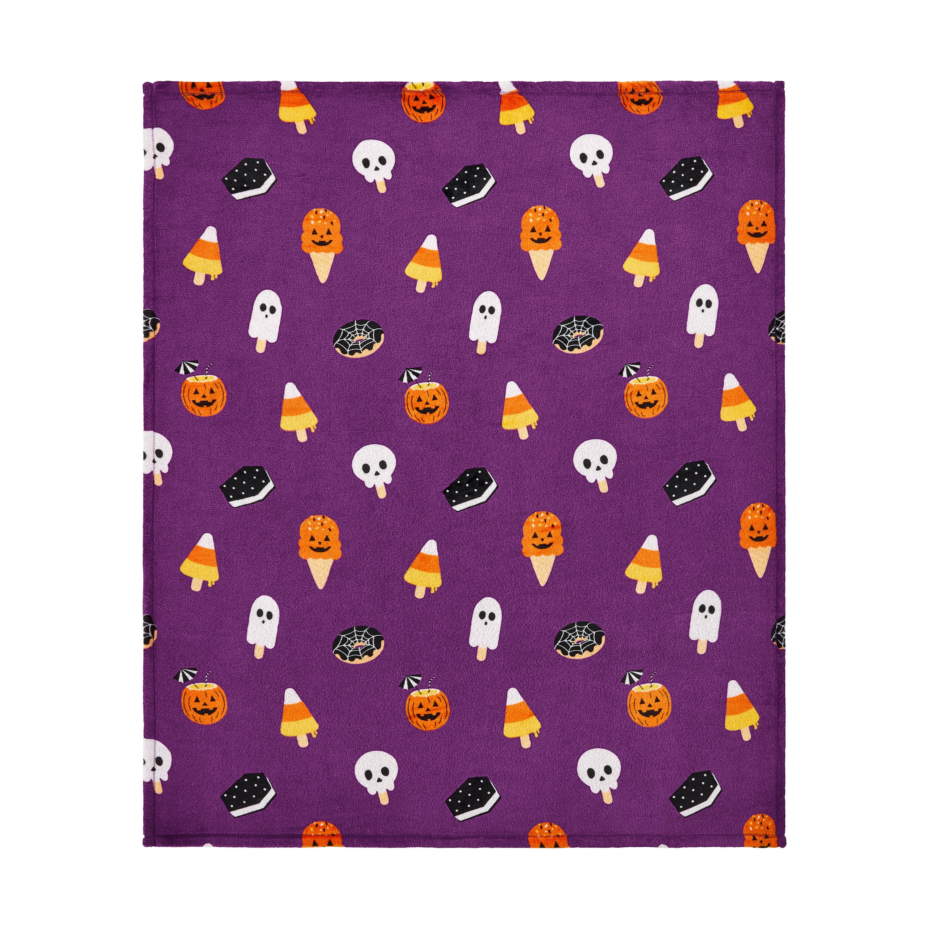 Summerween Velvet Plush Throw - Spooky Treats Design, for All Ages