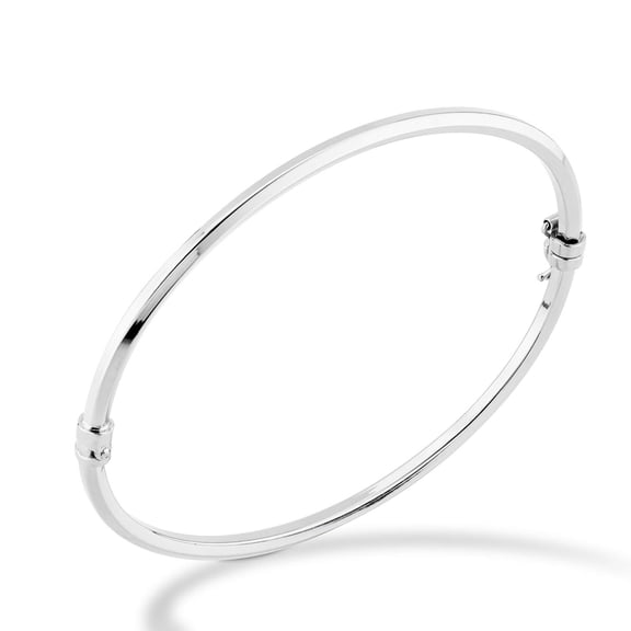 Miabella 925 Sterling Silver Italian Oval Hinged Bangle Bracelet for Women, Made in Italy (Medium - 7.5 Inches)