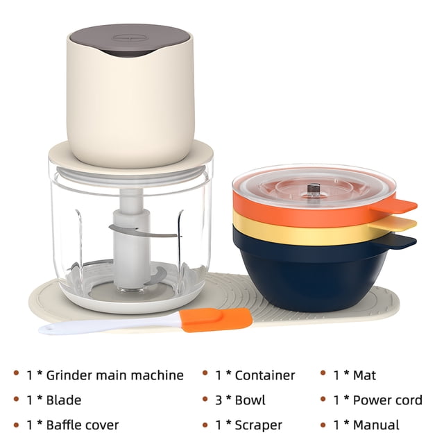 food processor,With 3x240ml 150w 1500mah 600ml Container 3x240ml With 600ml Meat Processor Mat 3x240ml Mat And Container 150w 1500mah Meat Puree Processor Scraper And Processor Mat Meat Silicone Mat