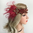 thumbnail image 2 of Diadema de mujer Zulema de los años 20 Diadema con accesorios rojo, 2 of 7