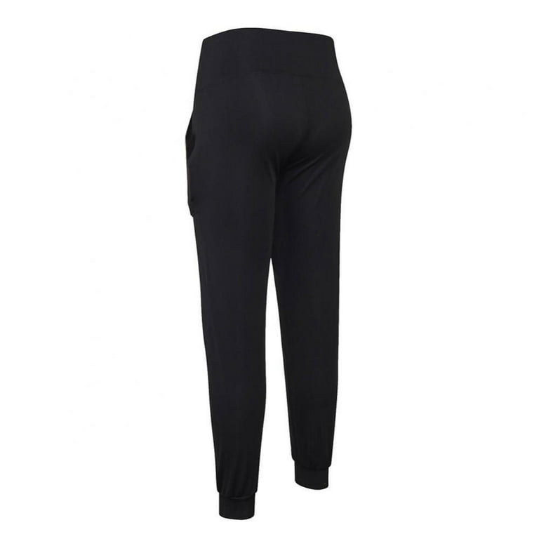 Women's Black Sports Trousers High Waist Yoga Loose Leisure Training  Quick-drying Elastic Fitness Running Beam Pants 