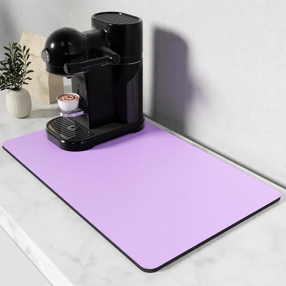 Coffee Mat, 12" x 19" Coffee Bar Mats for Espresso Machine Station Accessories and Organizer, Hide Stain Rubber Backed Absorbent Dish Drying Pad for Kitchen Counter, Cute Bar Decor Pad, Purple