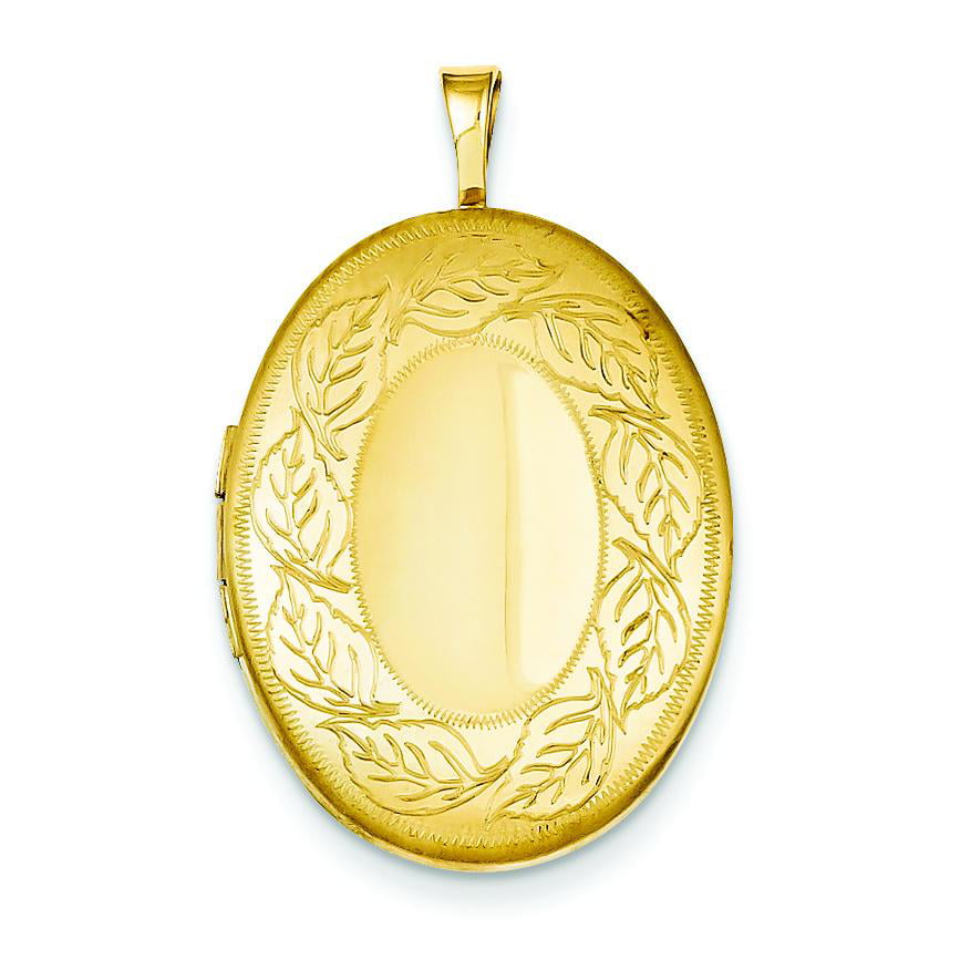 14K Gold Engravable Fancy Frame Oval Mom Necklace by JEWLR