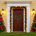 thumbnail image 2 of 2-Pack 10.6-Inch Mini Christmas Window Wreaths with Red Berries and Pine Cones, Artificial Norfolk Pine Holiday Decor for Windows, Cabinet Doors, Bedroom, Wall and Apartment, 2 of 4
