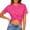 Hot Pink, variant on Vivianyn HD Women's Twist Front Crop Tops, Casual Crew Neck Short Sleeve Tees for Summer,White,Size S-XXXL