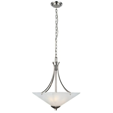 Traditional Pendant Light Design House 587881 Torino Traditional 2-Light Indoor Dimmable Pendant Light with Frosted White Glass for Entryway Dining Room Foyer, Satin Nickel ()