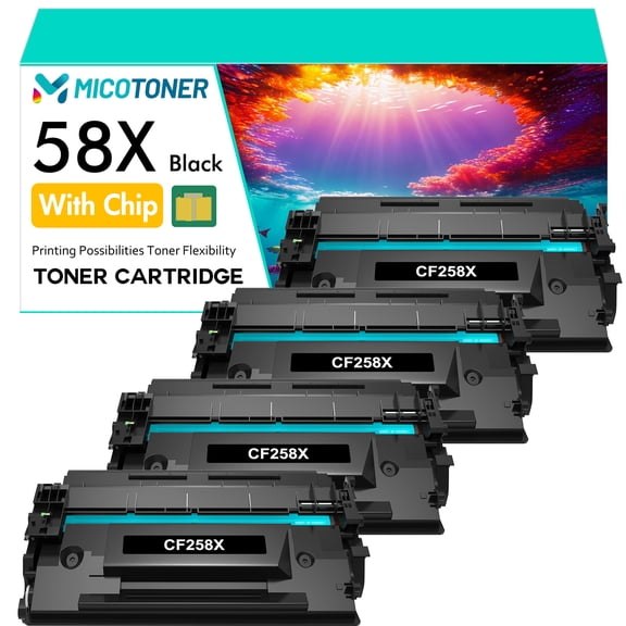 58A 58X Toner Cartridges with Chip Compatible for HP 58A 58X CF258A CF258X LaserJet Pro M404n M404dn M428fdw M428fdn M404 M404dw M428 M428dw M406 M430 M304 Printer Ink | 4 * Black