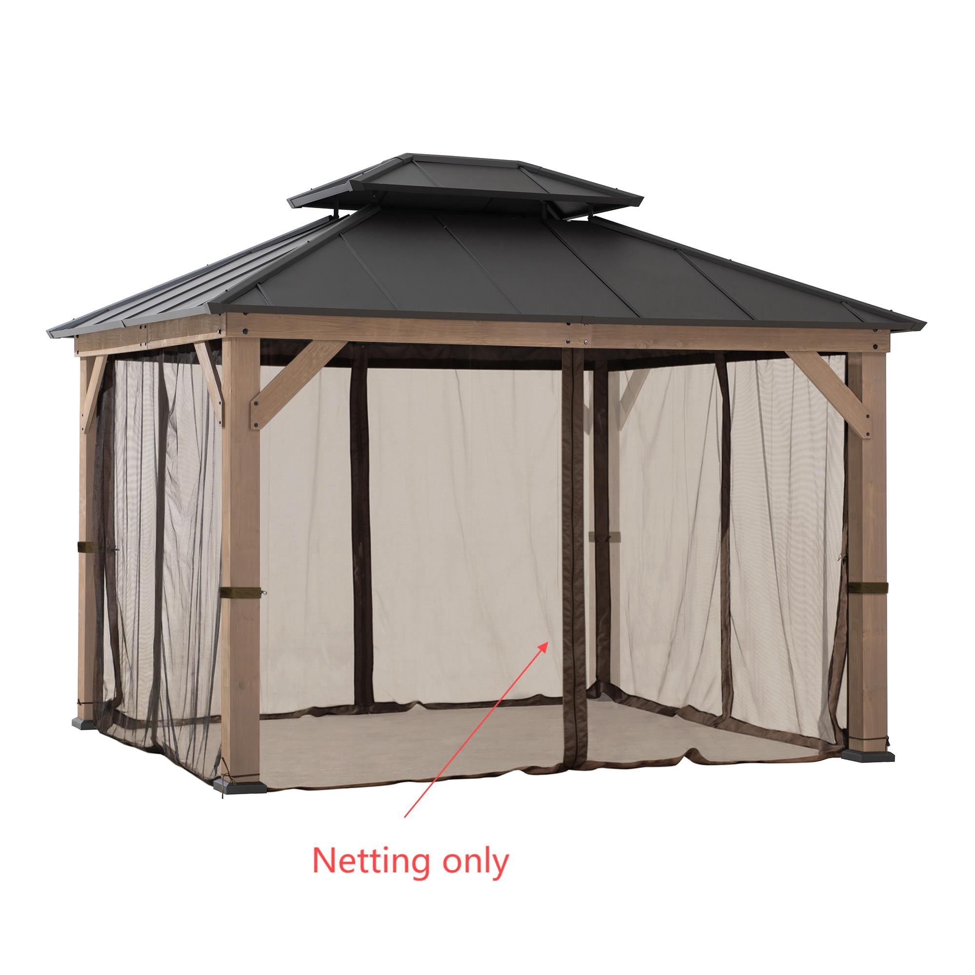 Sunjoy Replacement Mosquito Netting Panles,Waterproof 4-Panel Screen Walls for 10 x 12 ft Gazebo, Patio & Backyard Protection