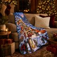 thumbnail image 3 of Woodland Animals Christmas Tree Decorating Scene Festive Illustration, Festive Holiday Scene, Warm Flannel Blanket for Living Room and Reading Nook, Art Lovers Christmas Gift, Festive Home Decor, 3 of 9