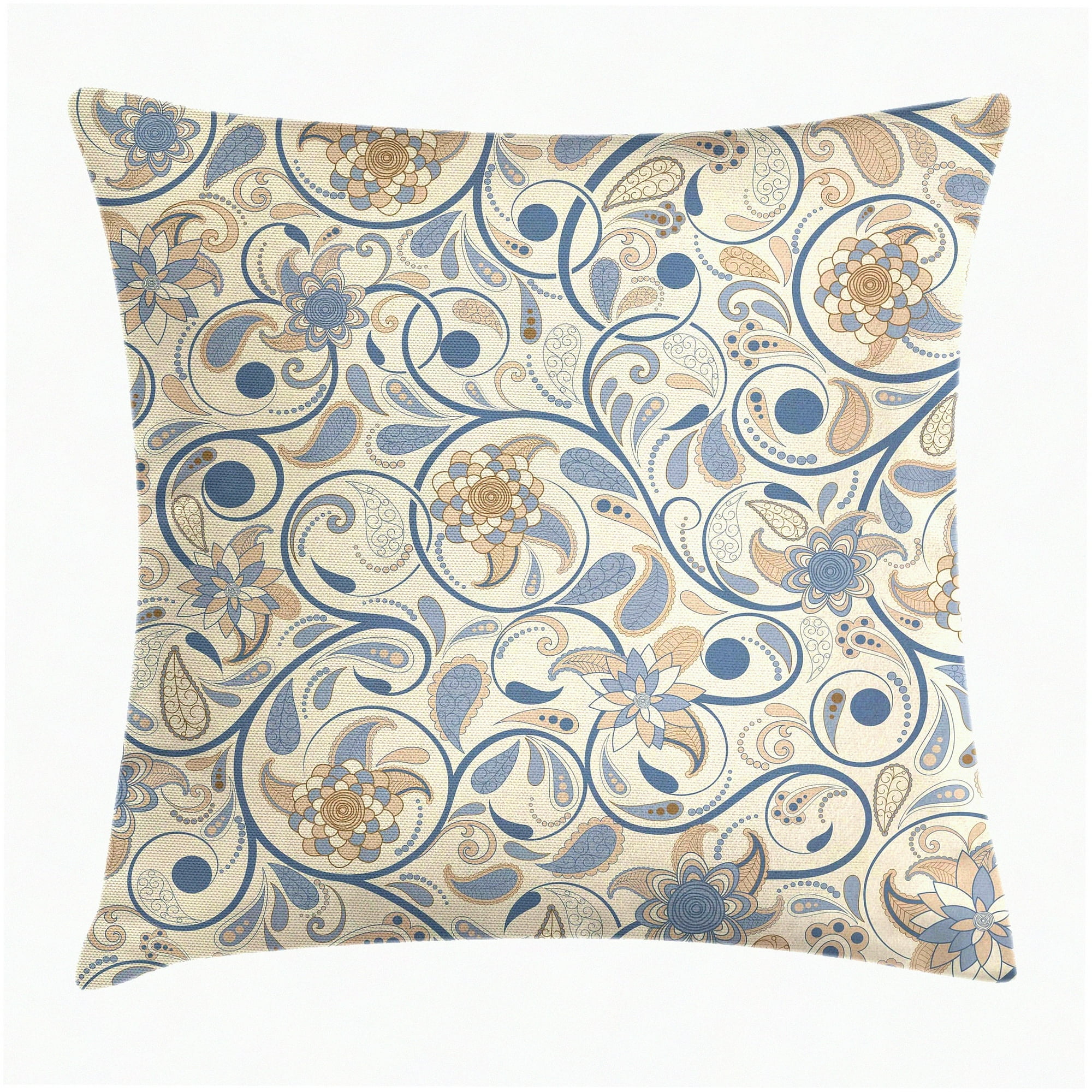 Swirling Leaves Vintage Pillow Covers Set of 2 Oriental Scroll Design Inspirations Decorative Square Cushion Cases 16 x 16